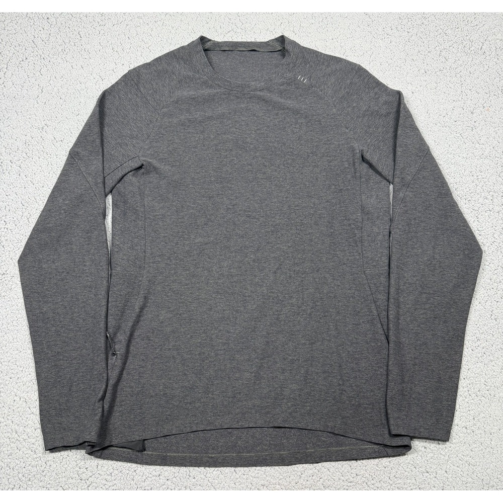 Lululemon Surge Warm Shirt‎ Mens M Gray Long Sleeve Raglan Zip Pocket Athletic
